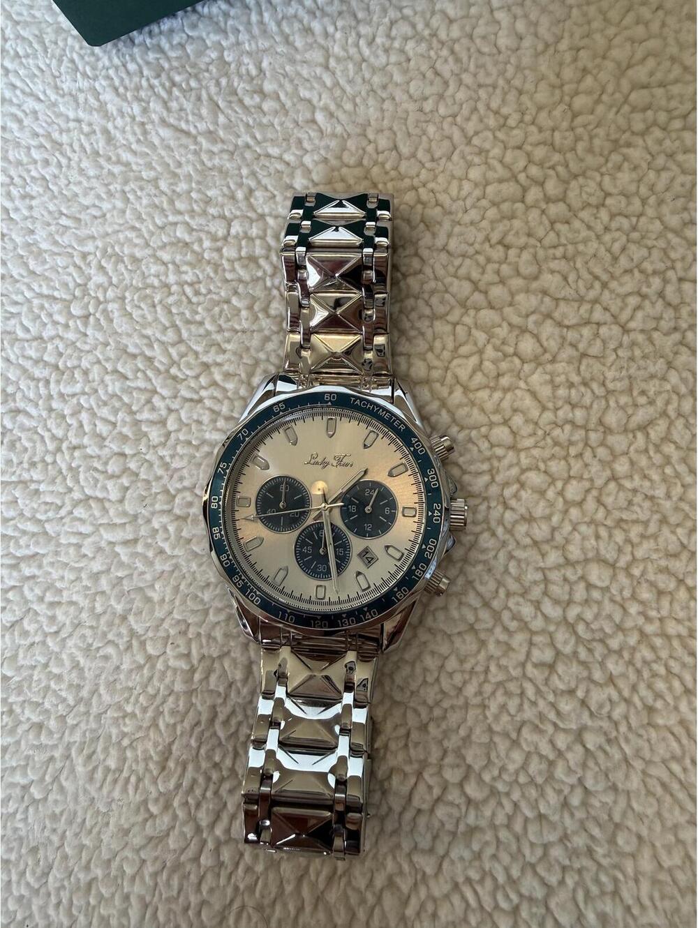 Lucky Fours Stainless Steel Chronograph Watch with Silver Band - Picture 5 of 6